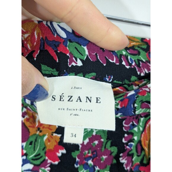 Sezane Maisie Wrap Skirt Women 34 Floral High Waisted Feminine Side Buttons - Picture 4 of 7